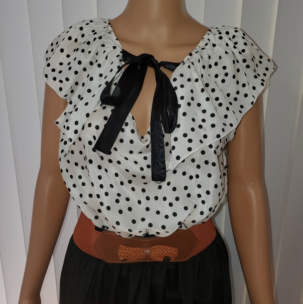Ivory and black polka dot dress - Picture 4 of 6